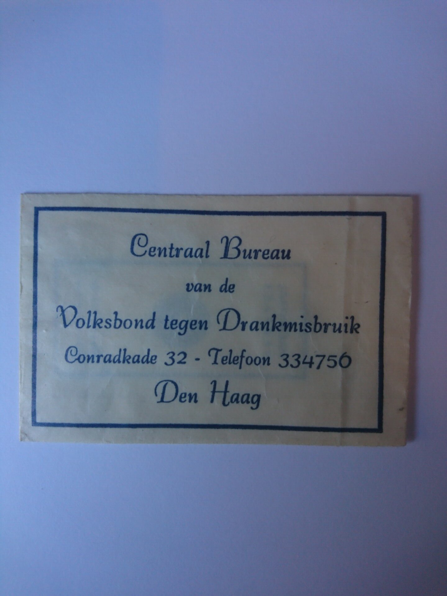 Centraal bureau van de volksbond tegen drankmisbruik Conradkade 32.